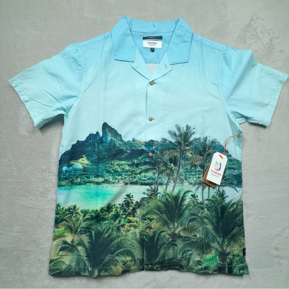 NWT Roark Men's M Hinano Gonzo Otemanu S/S Woven Shirt Blue RW645 Graphic